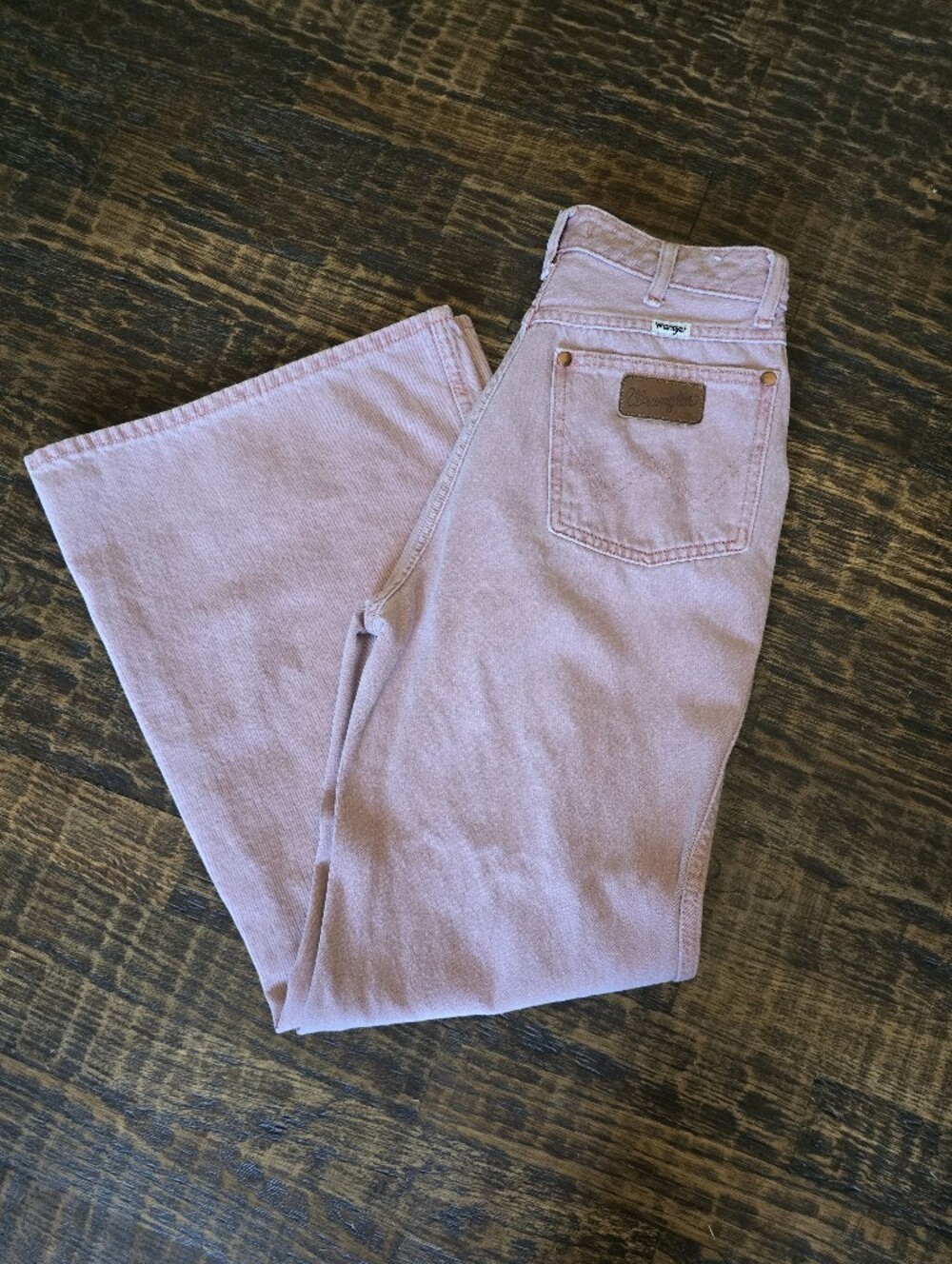Wrangler Wanderer Dusty Rose Pink Wide-Leg Jeans